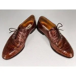 GENTLY USED .. Mezlan Alligator, Brown,  Shoes Size: 9.5 VNTG MEZLAN PLATINUM Brown Pavone Genuine Alligator Dress  main image 4